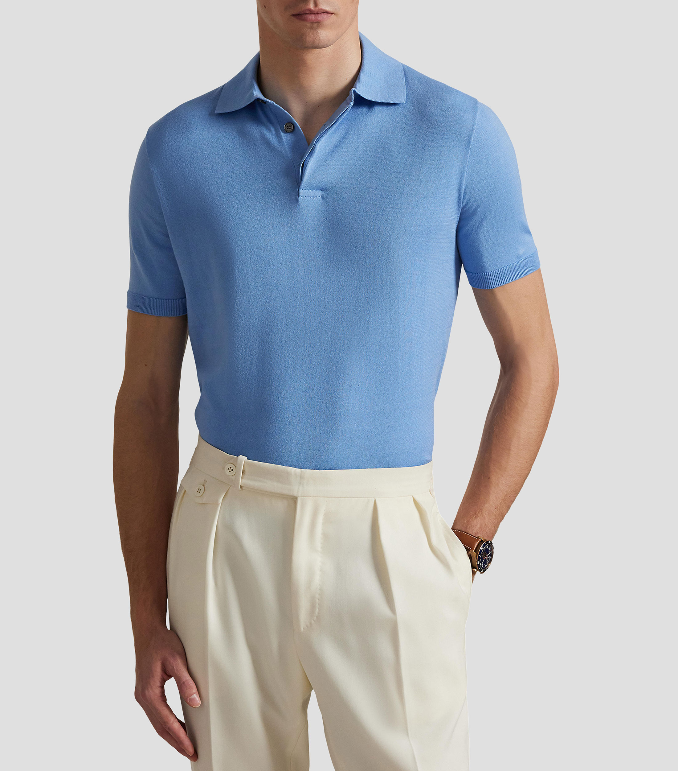 Playera tipo polo manga corta lisa Hombre
